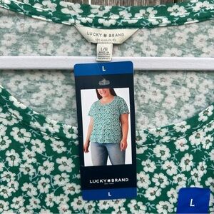 Lucky Brand Women's Lace Detail Dolman Sleeve Tee White Size Large